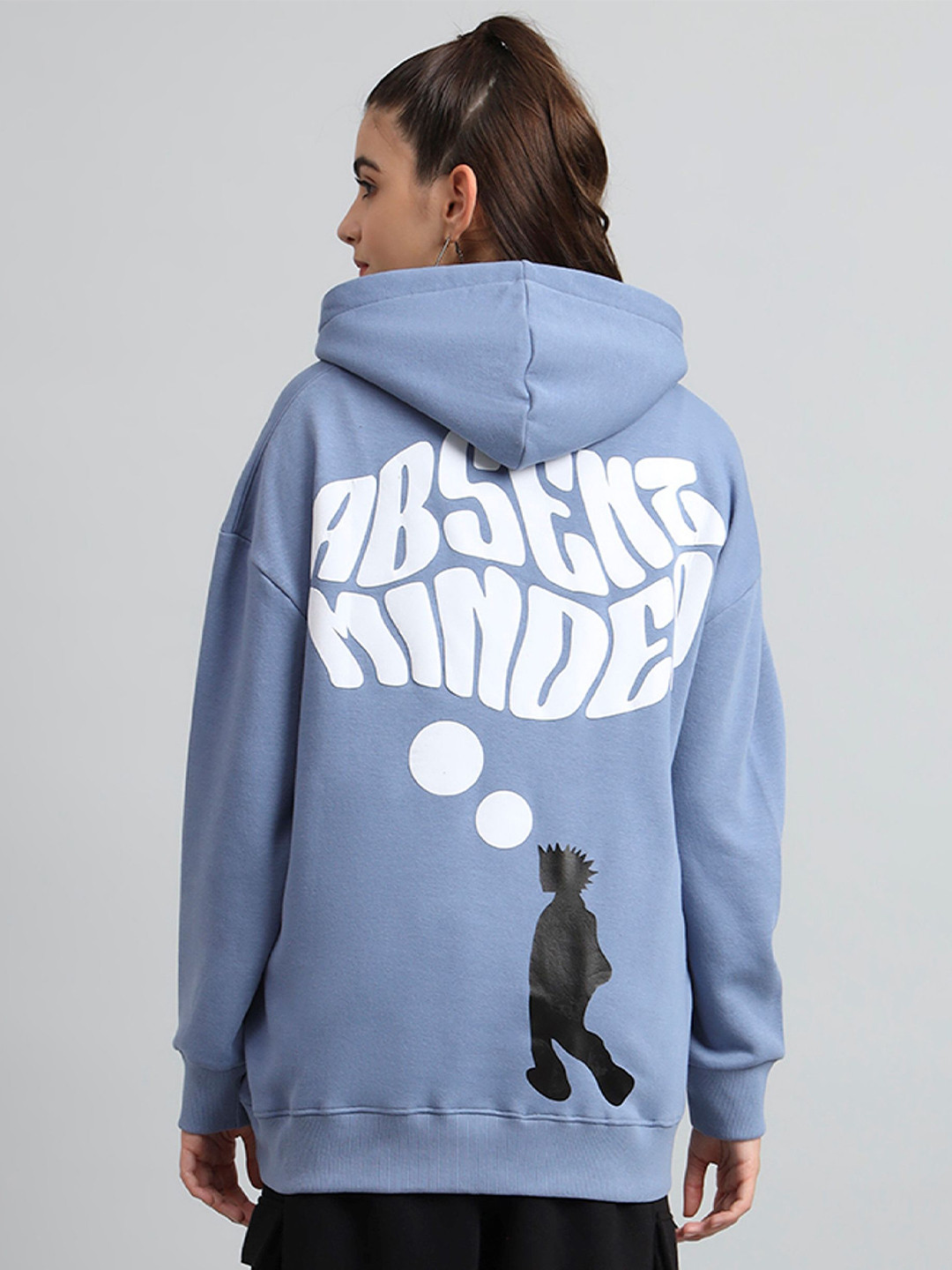 

GRIFFEL Women Blue Fleece Long Sleeves Printed Sweatshirt