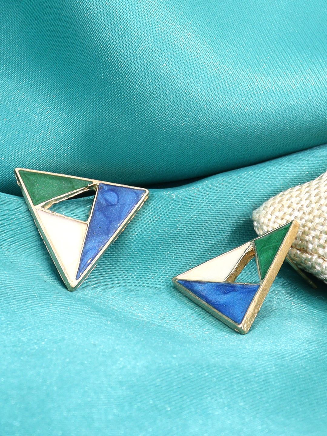 

KRENOZ Geometrical Triangle Shaped Stainless Steel Antique Studs, Gold