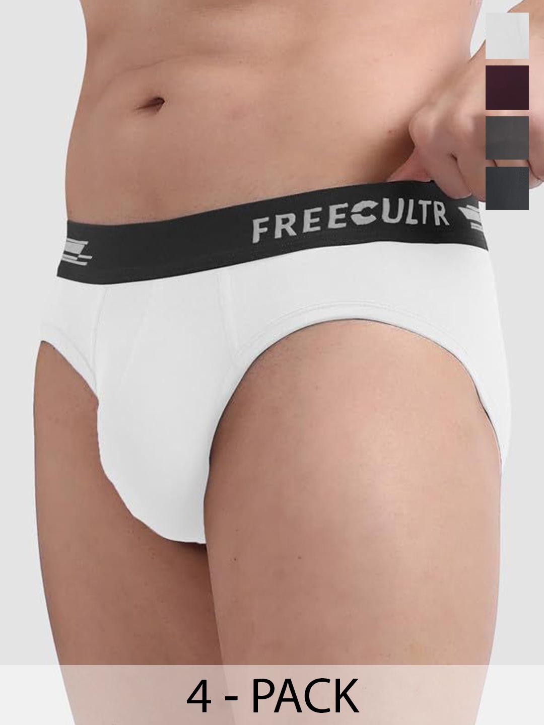 

FREECULTR Pack Of 4 Anti Bacterial Ribbed Basic BriefsFCPXTBSGSWAGCWS, Grey
