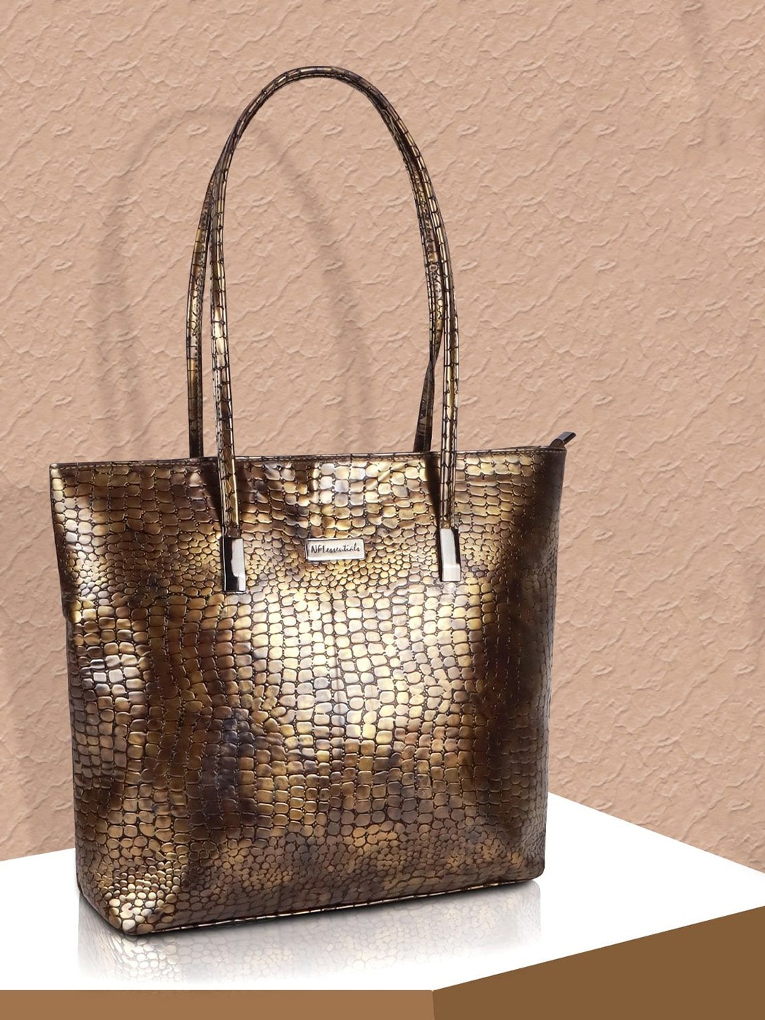 

NFI essentials Women Textured Structured Shoulder Bag, Beige