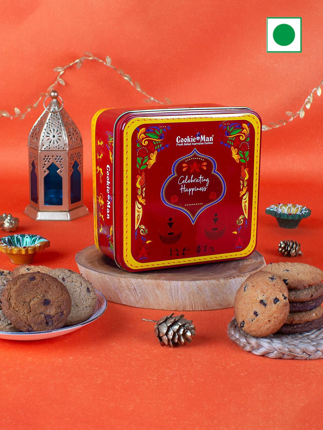 

Cookieman Diwali Assorted Cookies Tin - 250 g, Red