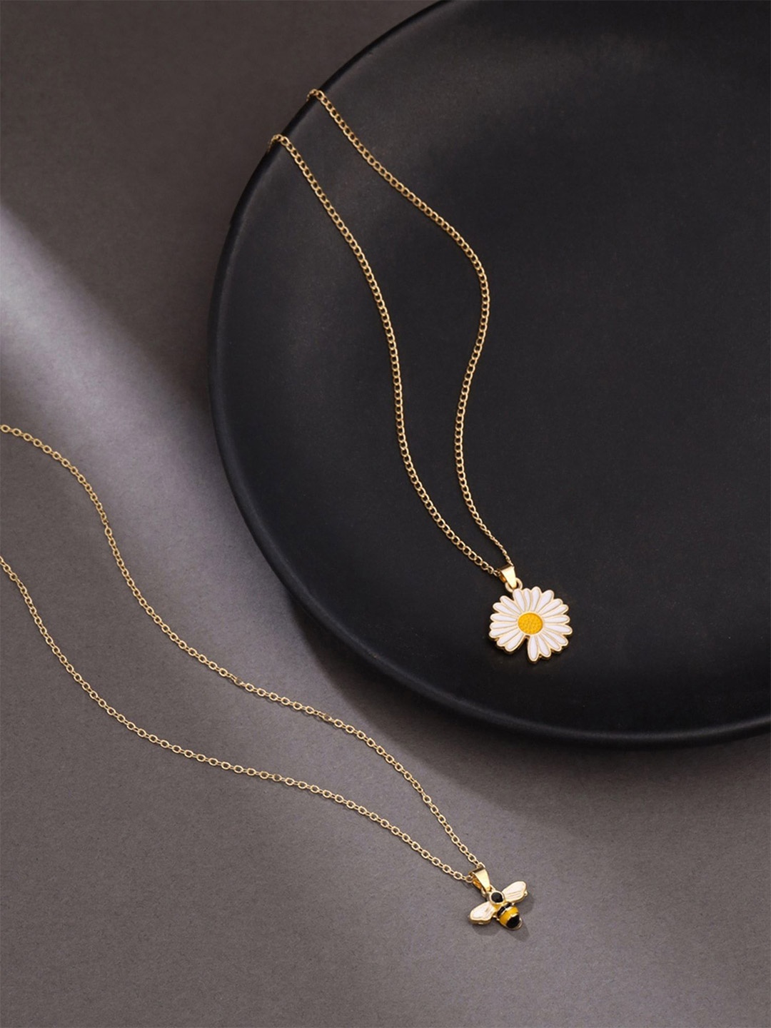 

Yellow Chimes Set Of 2 Gold-Plated Pendants With Chains, Rose gold