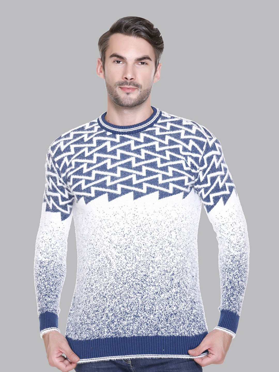 

eWools Men Round Neck Woollen Pullover, White
