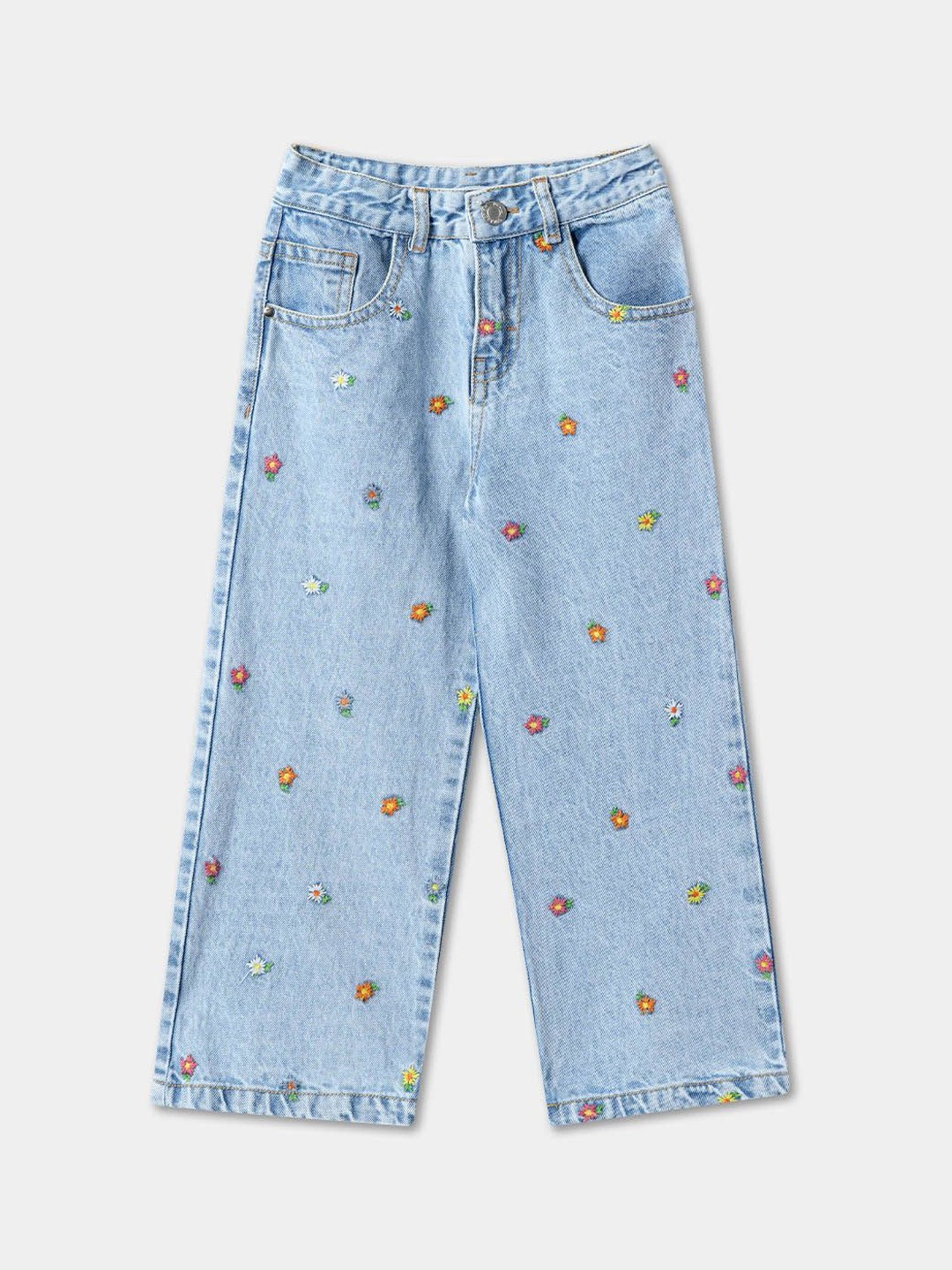 

R&B Girls Regular Fit Cotton Jeans, Blue