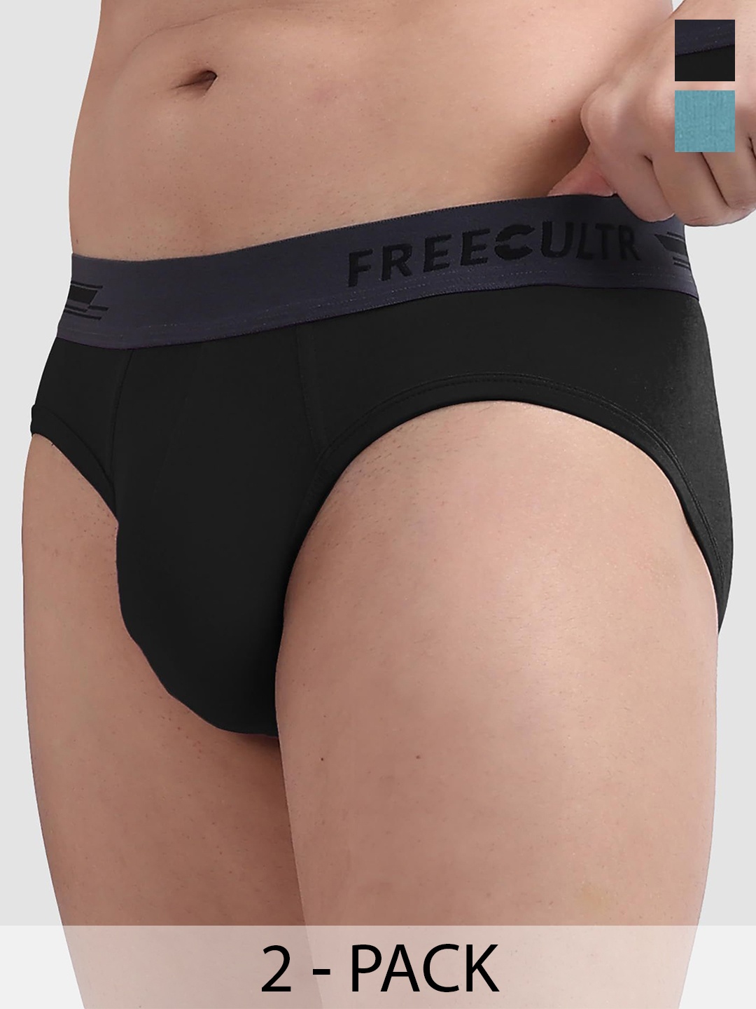 

FREECULTR Men Pack of 2 Anti Bacterial Micromodal Basic Briefs, Black