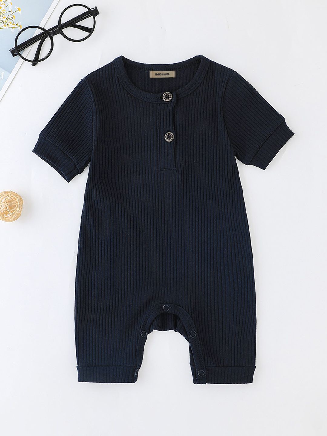 

INCLUD Boys Round Neck Jumpsuit, Navy blue