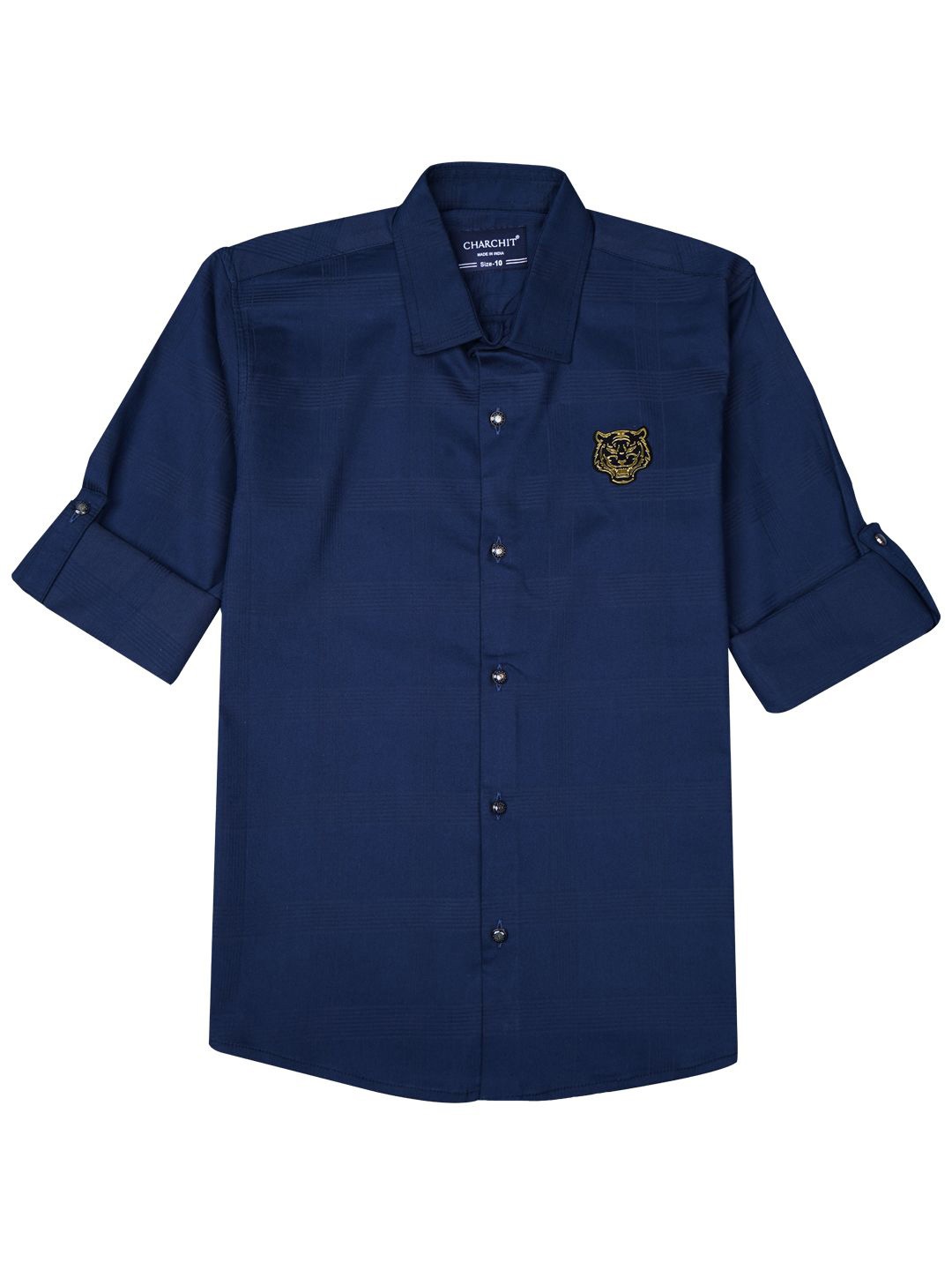 

CHARCHIT Boys Comfort Cutaway Collar Solid Cotton Casual Shirt, Navy blue