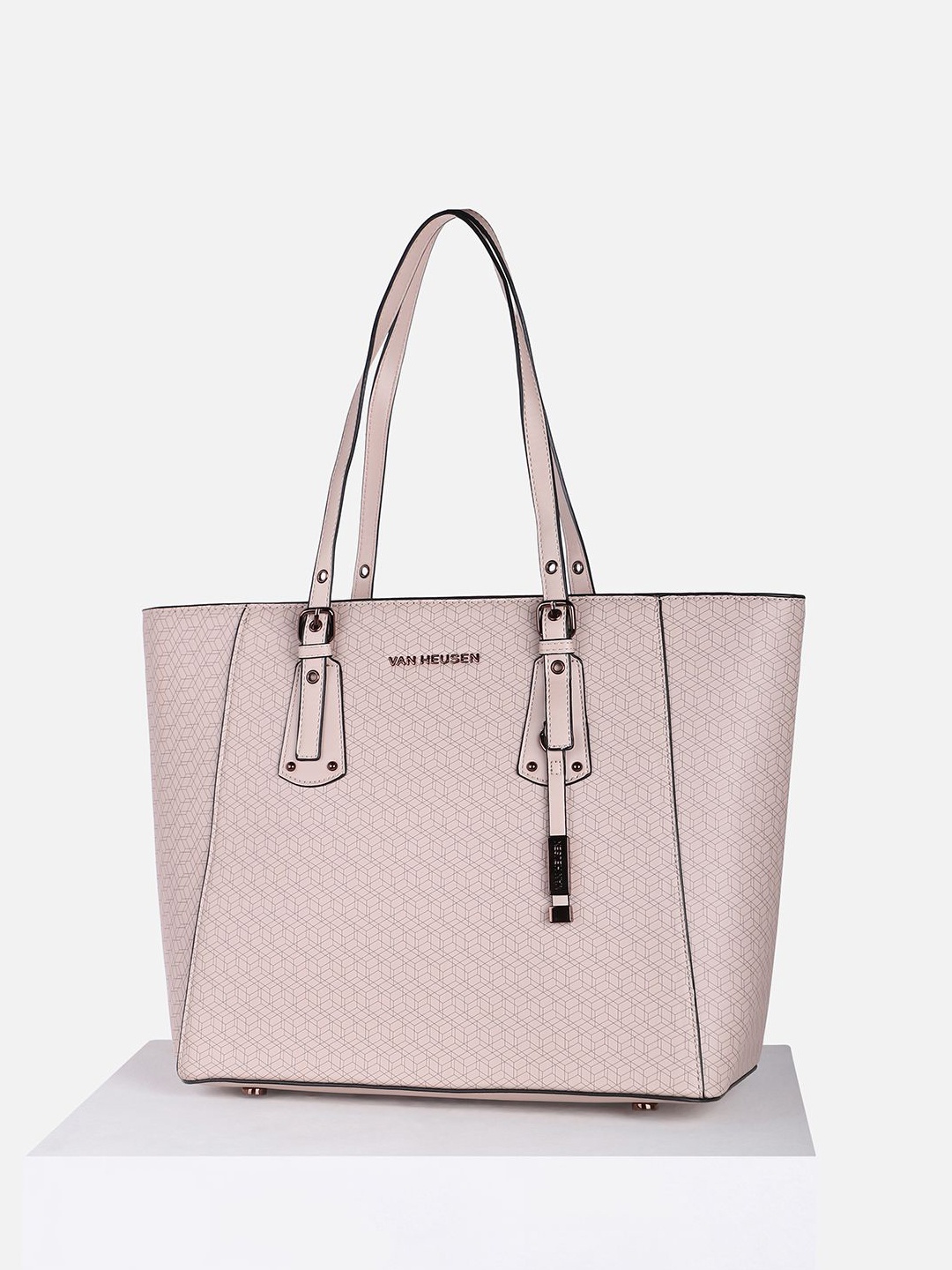 

Van Heusen Woman Geometric Printed Structured Shoulder Bag, Peach