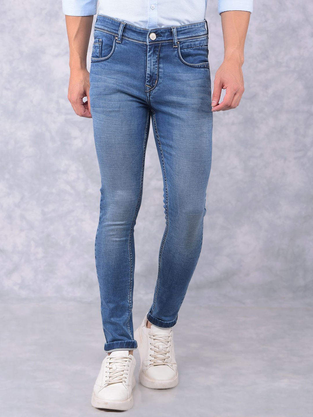 

Crimsoune Club Men Skinny Fit Heavy Fade Stretchable Jeans, Blue
