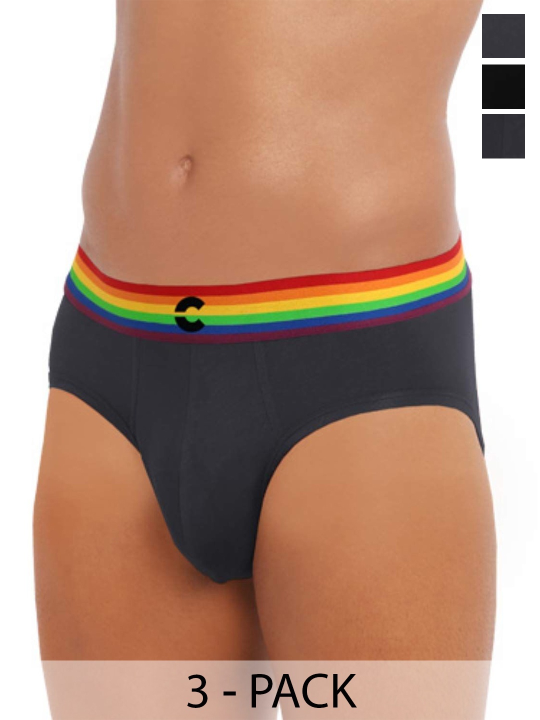 

FREECULTR Men Pack Of 3 Anti Bacterial Micromodal Basic Briefs, Black