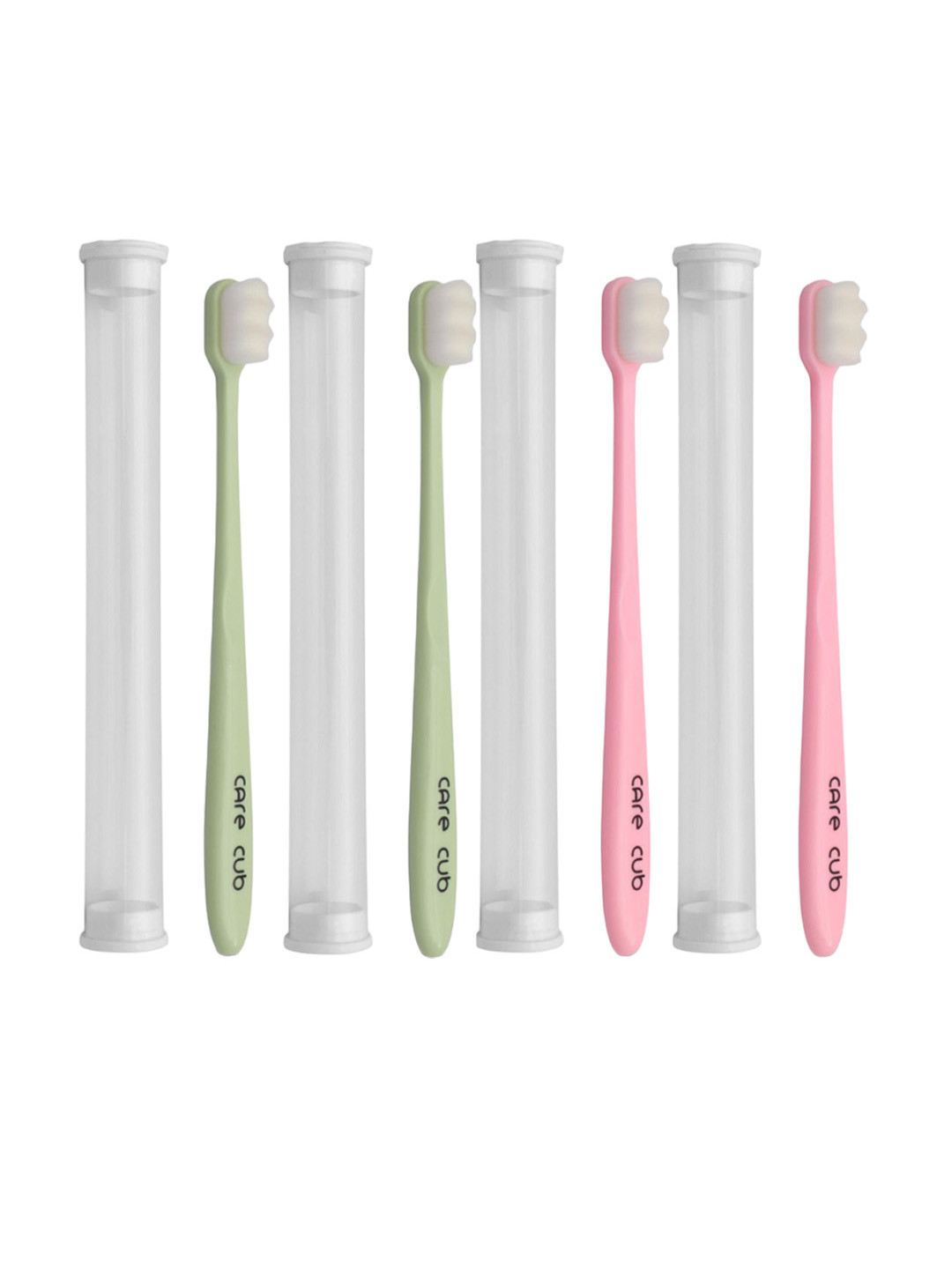 

CARE CUB Set Of 4 ZigZag Ultra Soft Nano 10,000 Bristles Oral Toothbrush - Green & Pink