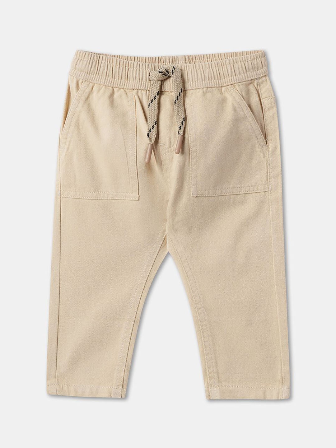 

R&B Boys Solid Cotton Trousers, Beige