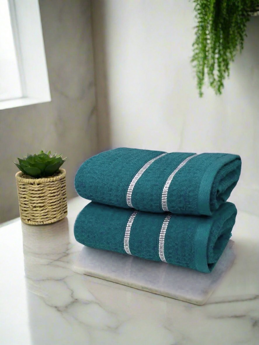 

BIANCA Teal Blue 2 Pieces Pure Cotton 500 GSM Hand Towels