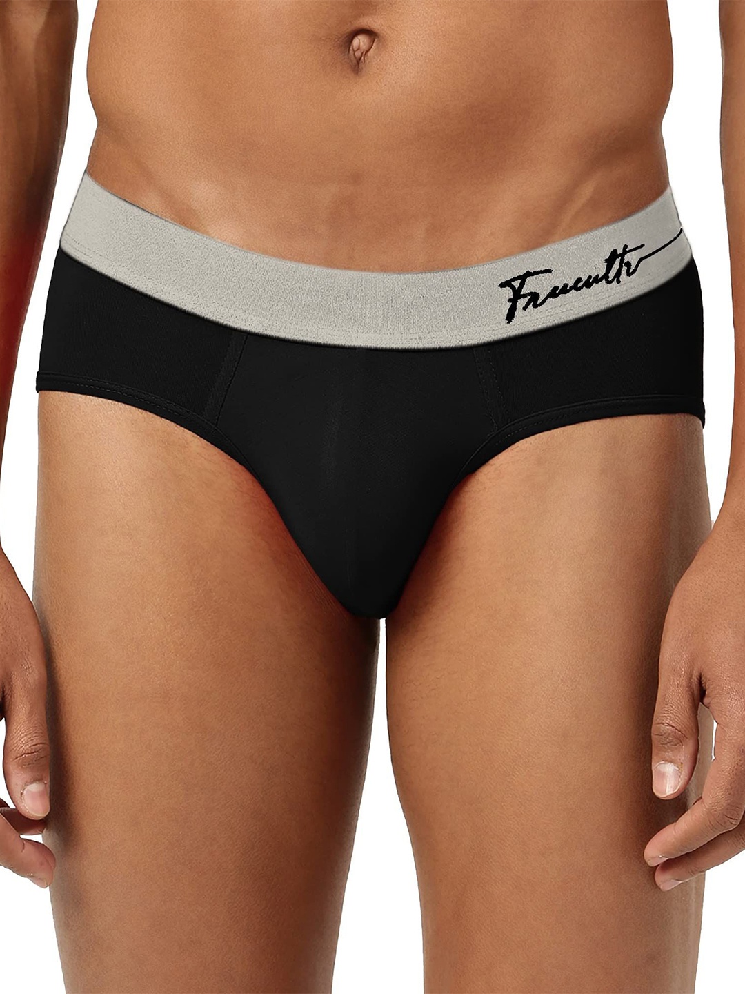 

FREECULTR Men Anti Bacterial Ribbed Basic Briefs, Black