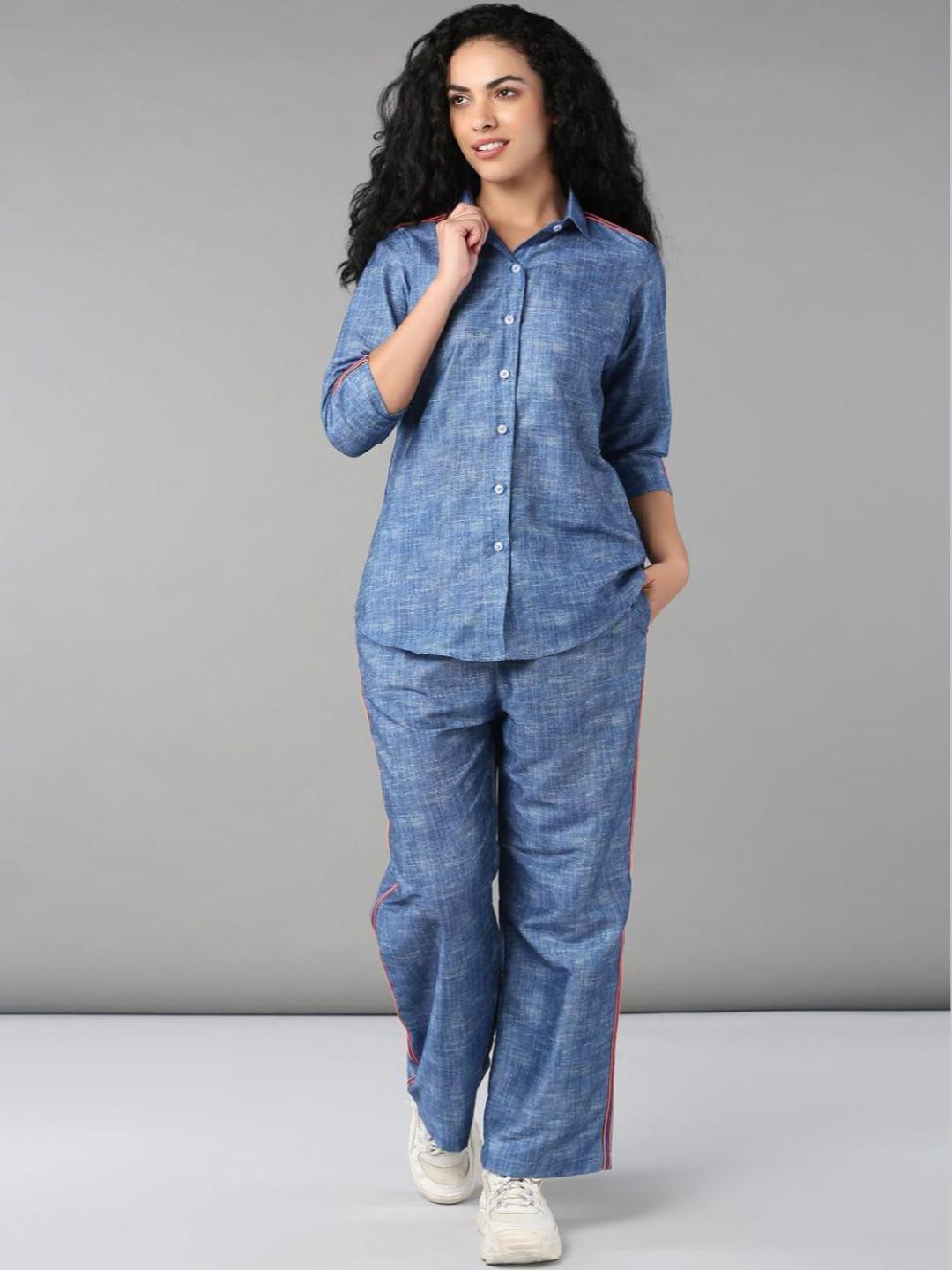 

Tuna London Pure Cotton Shirt With Trousers Co-Ords, Blue