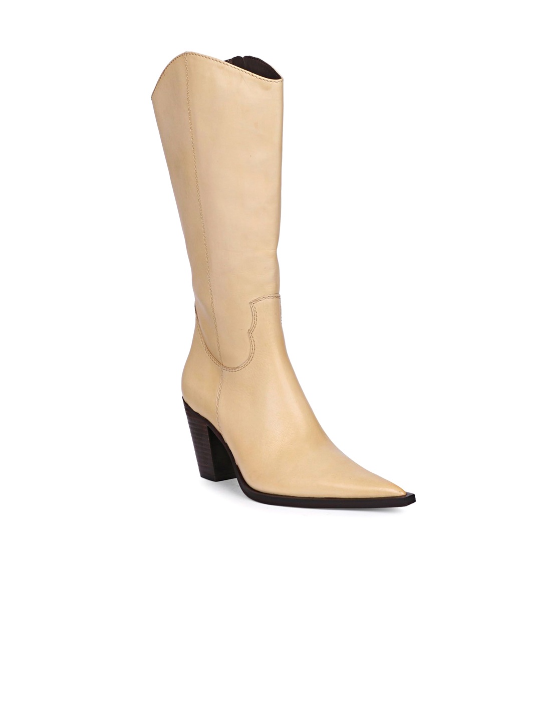 

Saint G Women Casual Block-Heeled Regular Boots With Zip, Beige