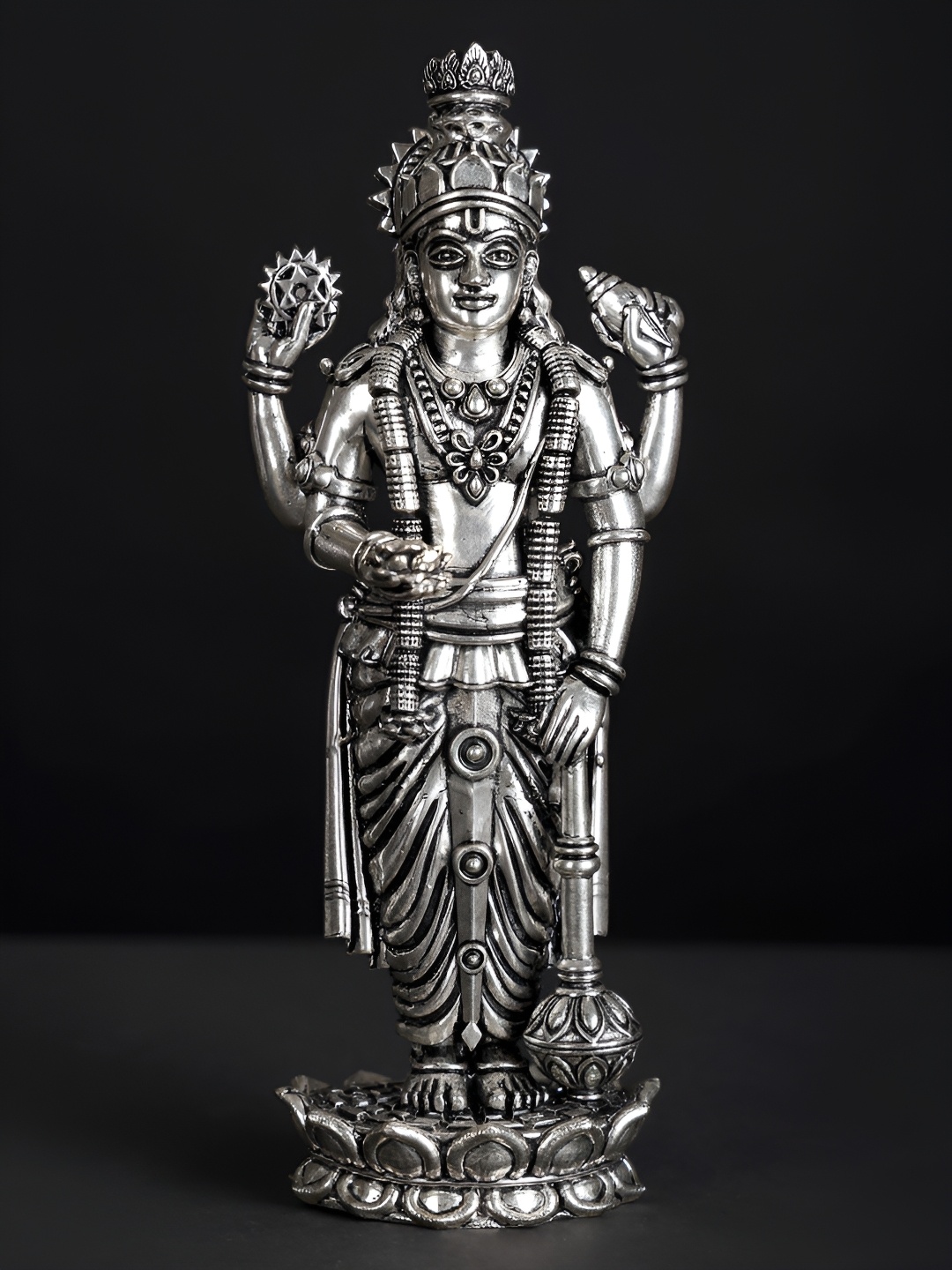 

Exotic India Silver Plated Brass Lord Vishnu Idol Showpiece