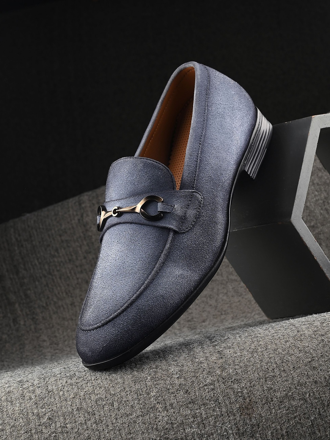 

Egoss Men Slip-On Leather Loafers, Blue