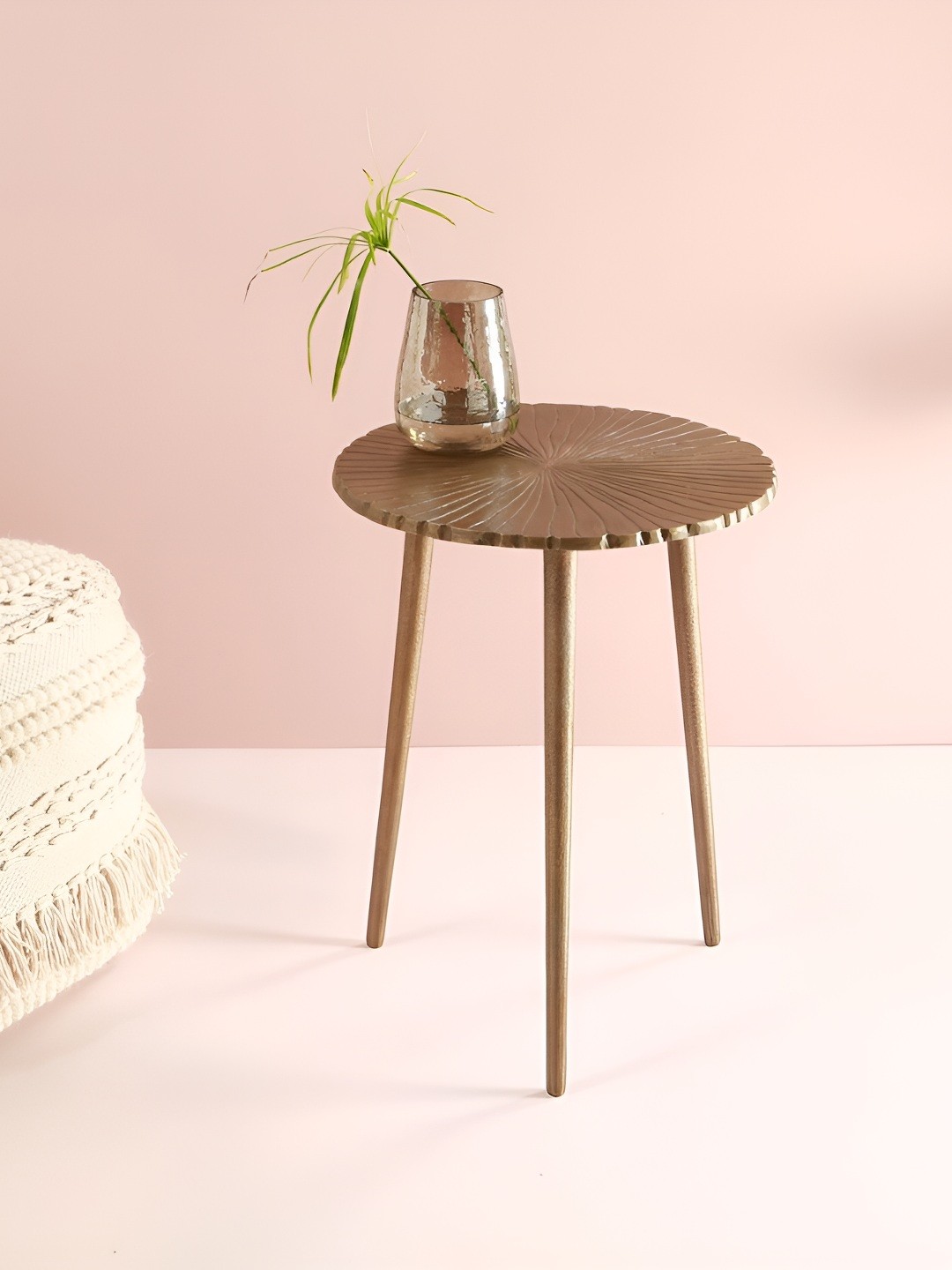 

Manor House Brown Brass Round Three Legs Bedside Table, Bronze