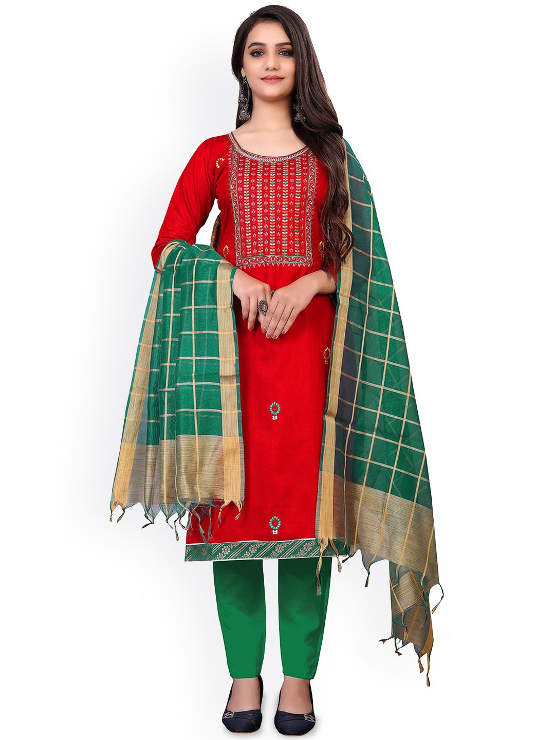 

Maroosh Embroidered Unstitched Dress Material, Red