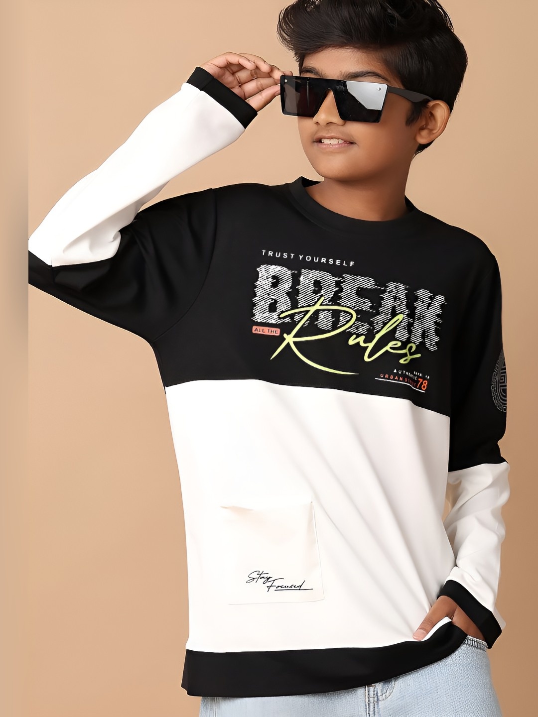 

V-Mart Boys Typography Printed Round Neck Cotton T-shirt, White
