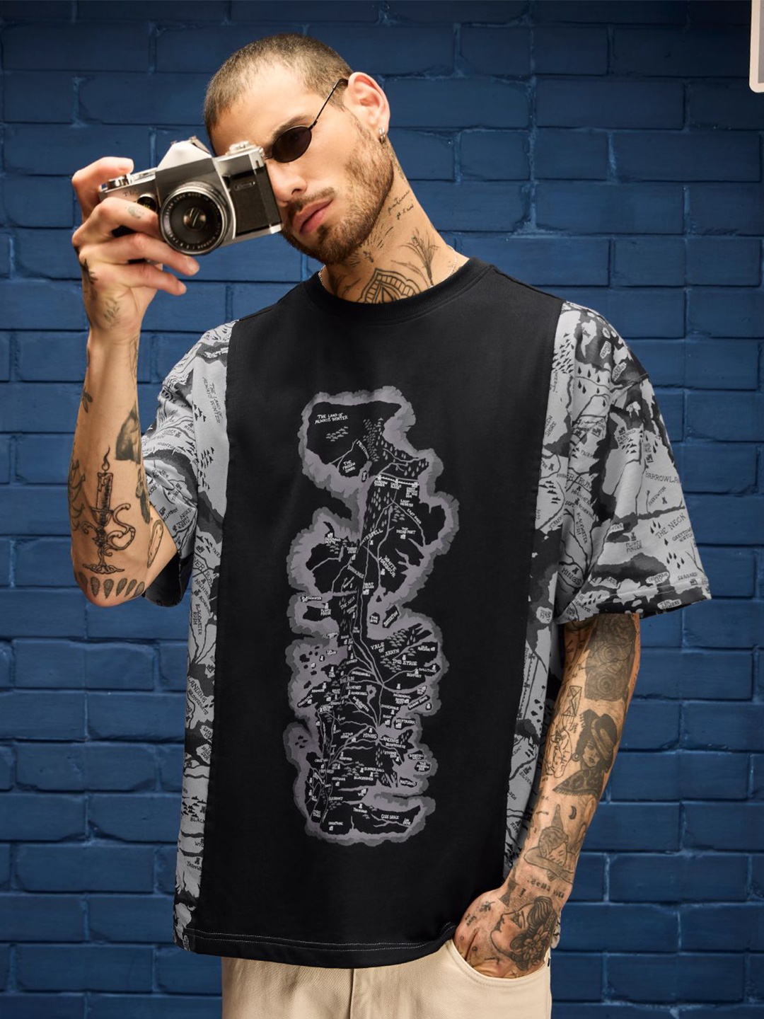 

The Souled Store Men Graphic Printed Round Neck Cotton Oversized T-shirt, Grey