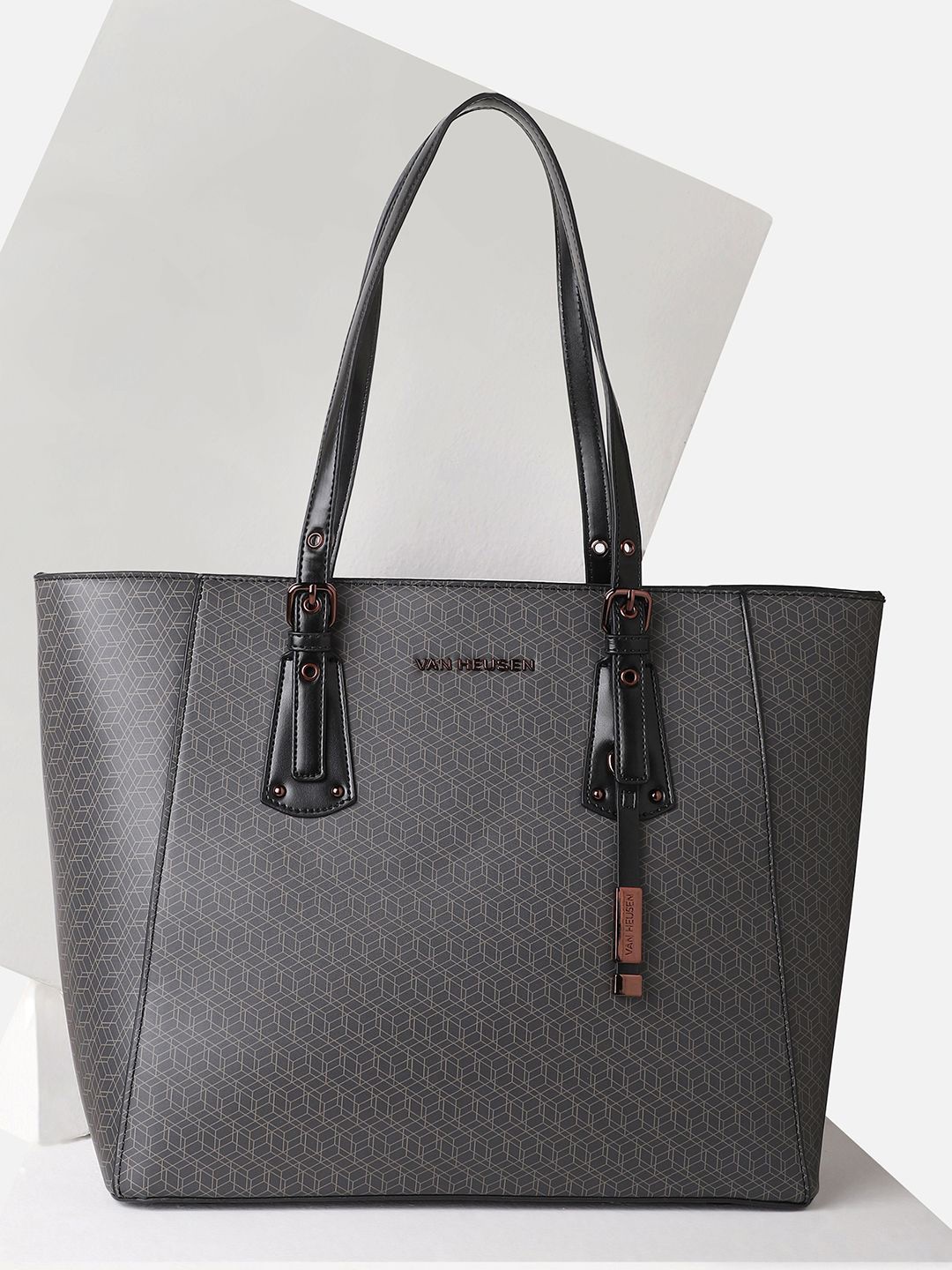 

Van Heusen Woman Geometric Printed Structured Shoulder Bag, Grey