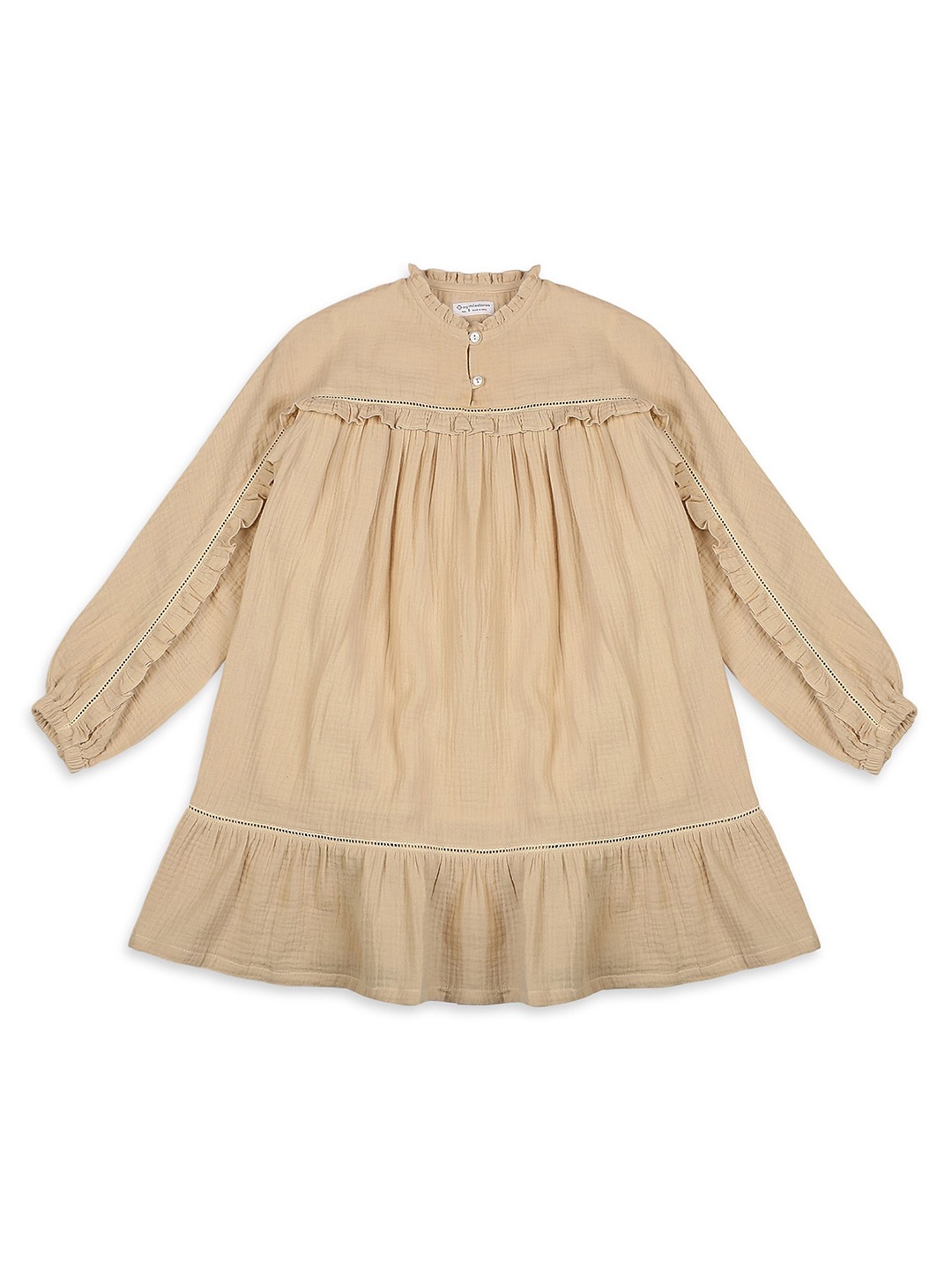 

My Milestones Girls Smocked A-Line Dress With Ruffles, Cream