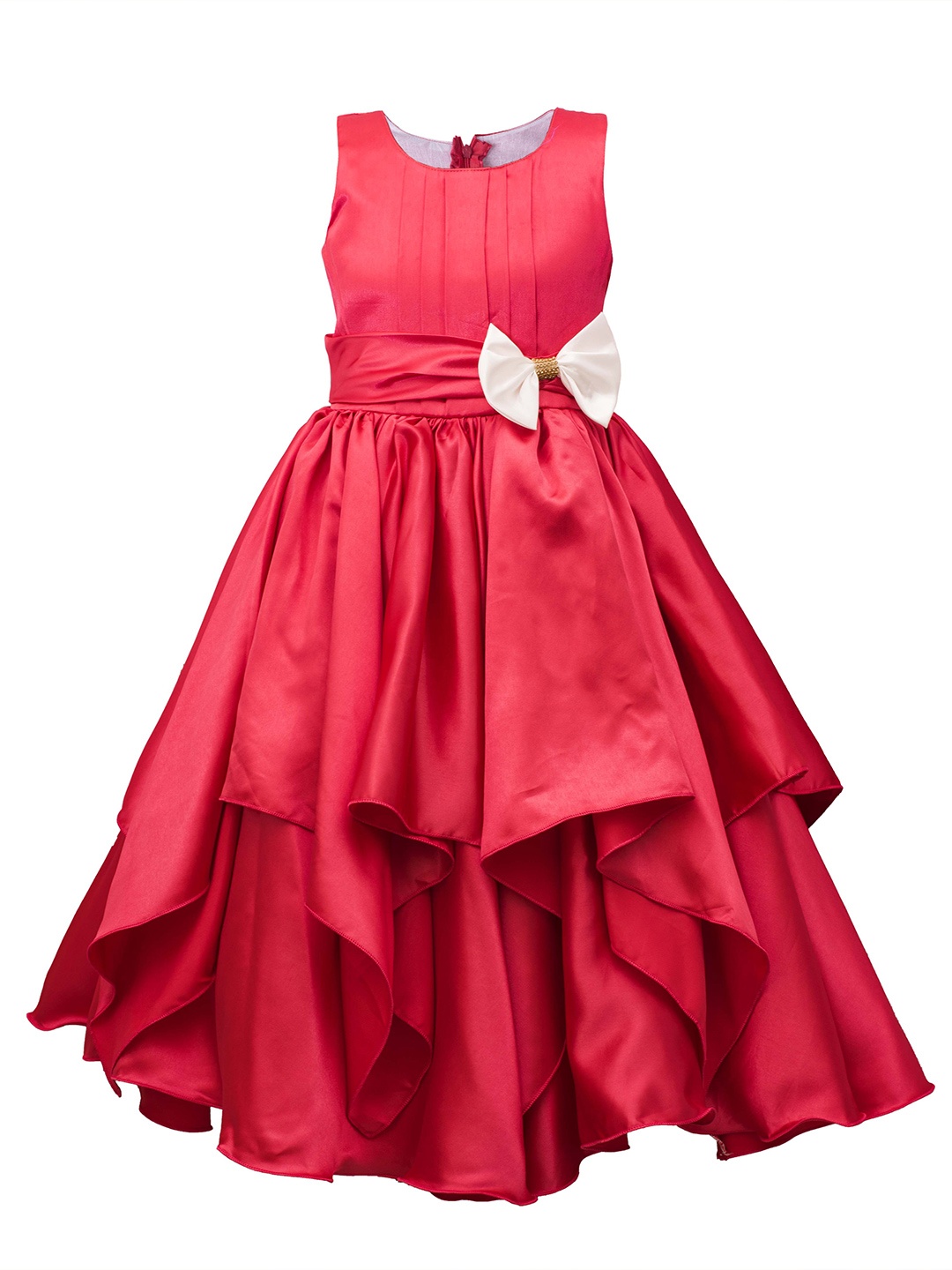

BAESD Girls Round Neck A-Line Maxi Dress, Red