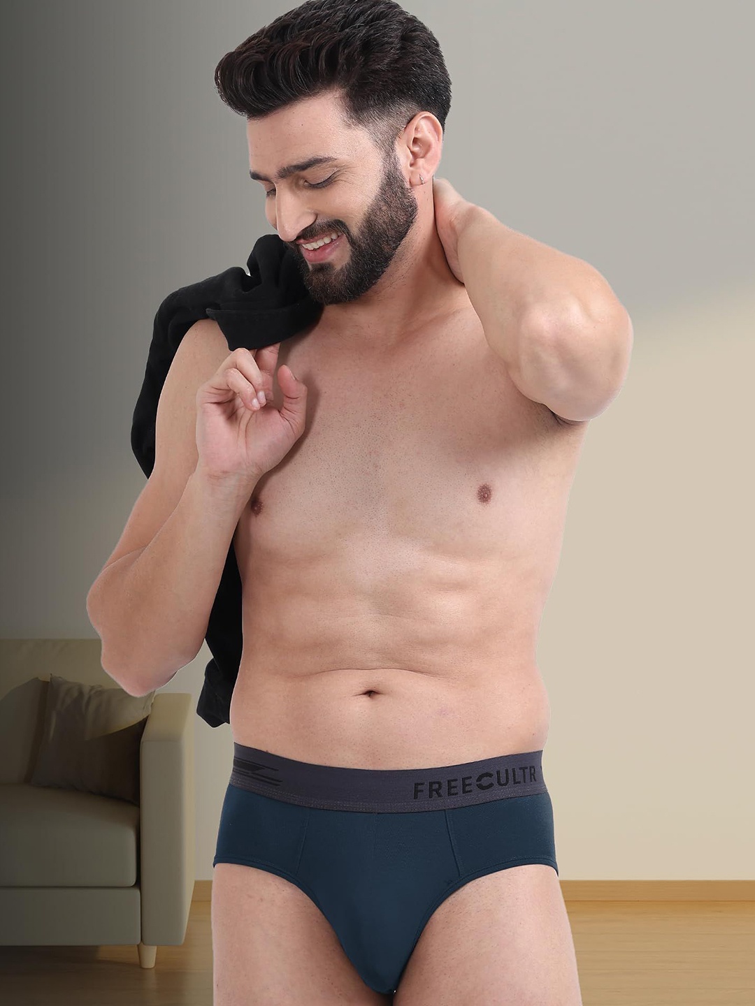 

FREECULTR Men MidRise Basic Briefs, Navy blue