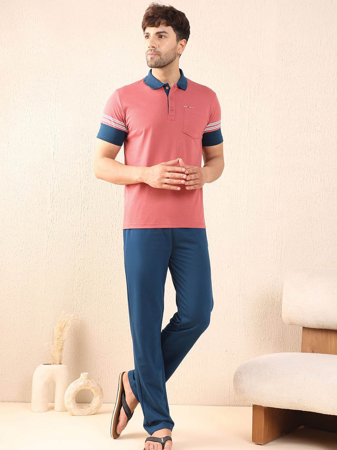

Sweet Dreams Men Short Sleeves Shirt Collar Night suit, Pink