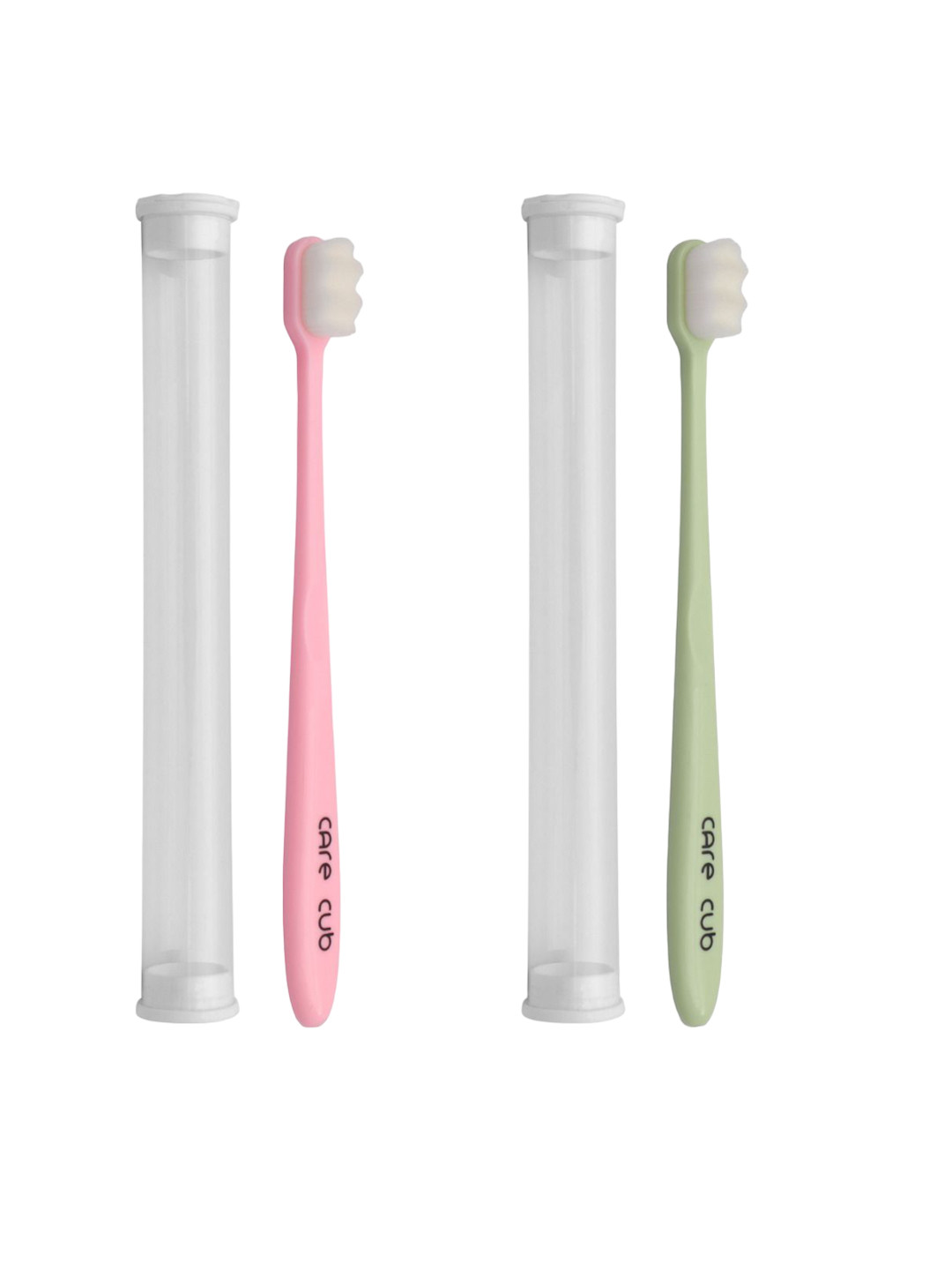 

CARE CUB Set Of 2 ZigZag Ultra Soft Nano 10,000 Bristles Oral Toothbrush - Green & Pink