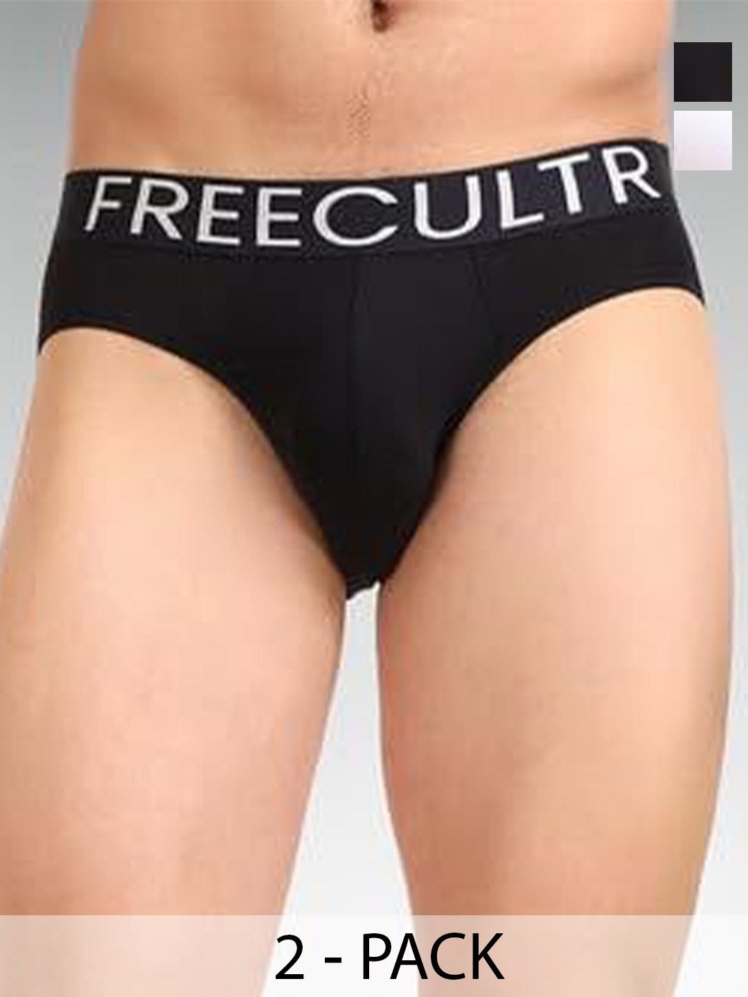 

FREECULTR Pack Of 2 Anti Bacterial Cotton Ribbed Basic Briefs, White