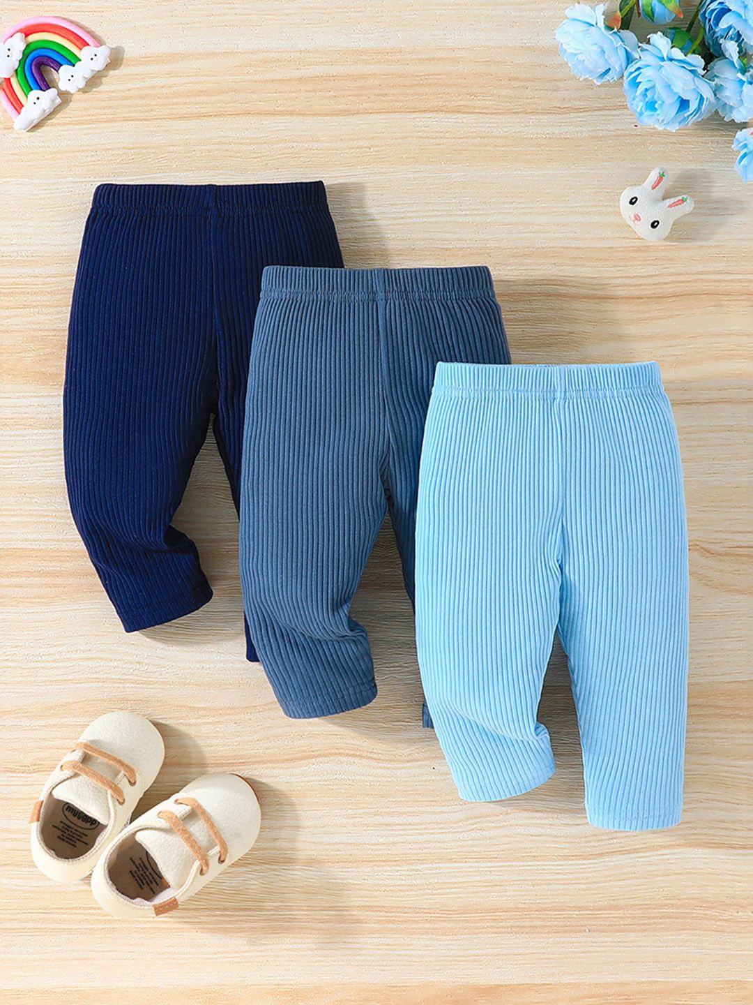 

INCLUD Girls Pack Of 3 Ankle Length Leggings, Navy blue