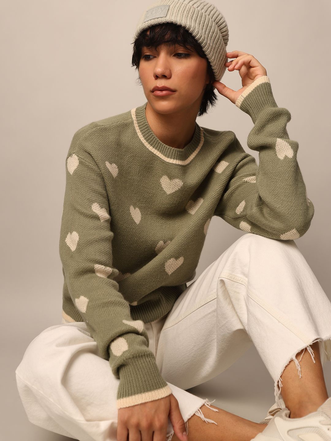 

ONLY Women Conversational Printed Pullover Sweaters, Green