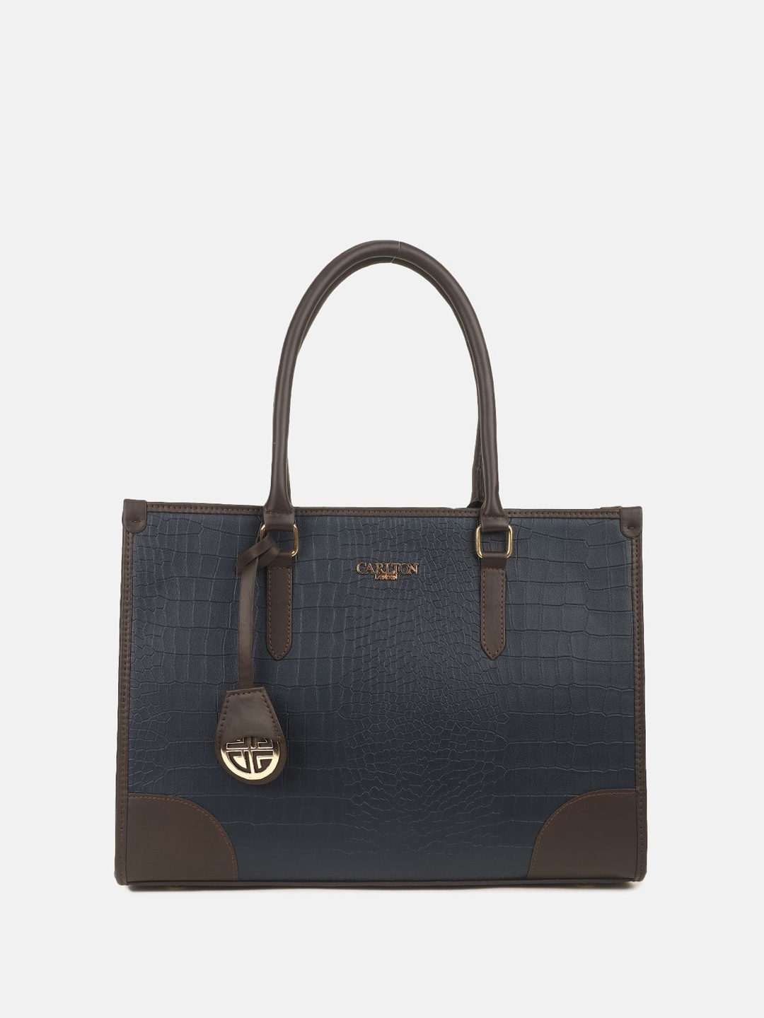 

Carlton London Women Textured Structured Leather Shoulder Bag, Navy blue