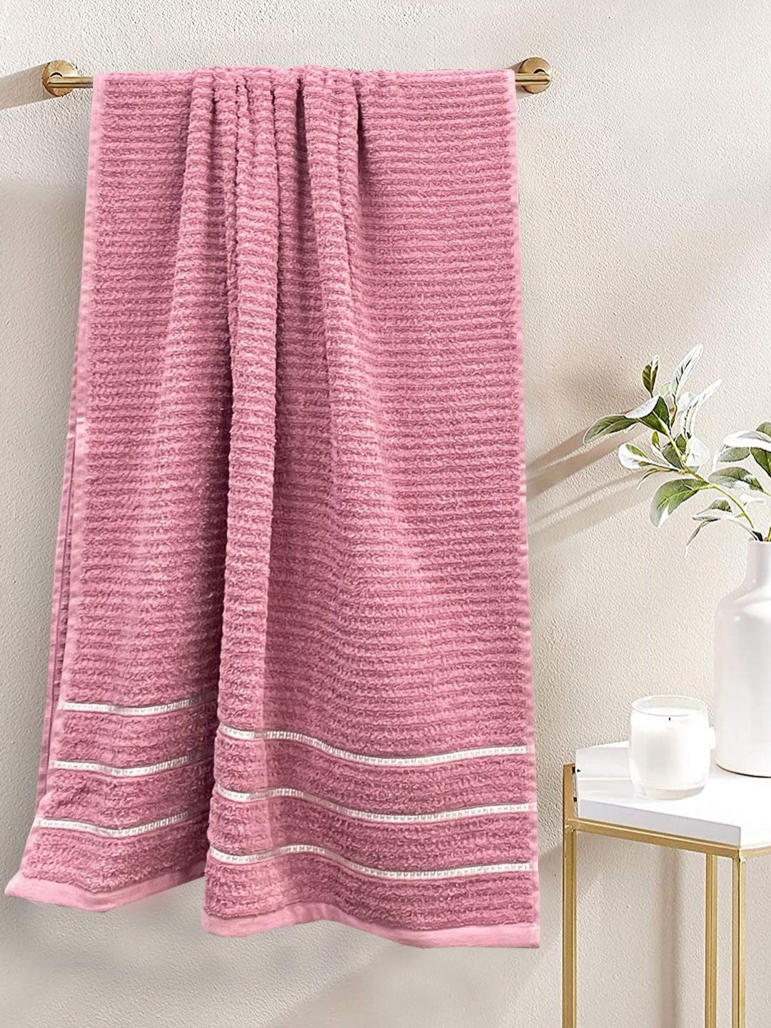 

BIANCA Pink & White Cotton 500 GSM Bath Towel