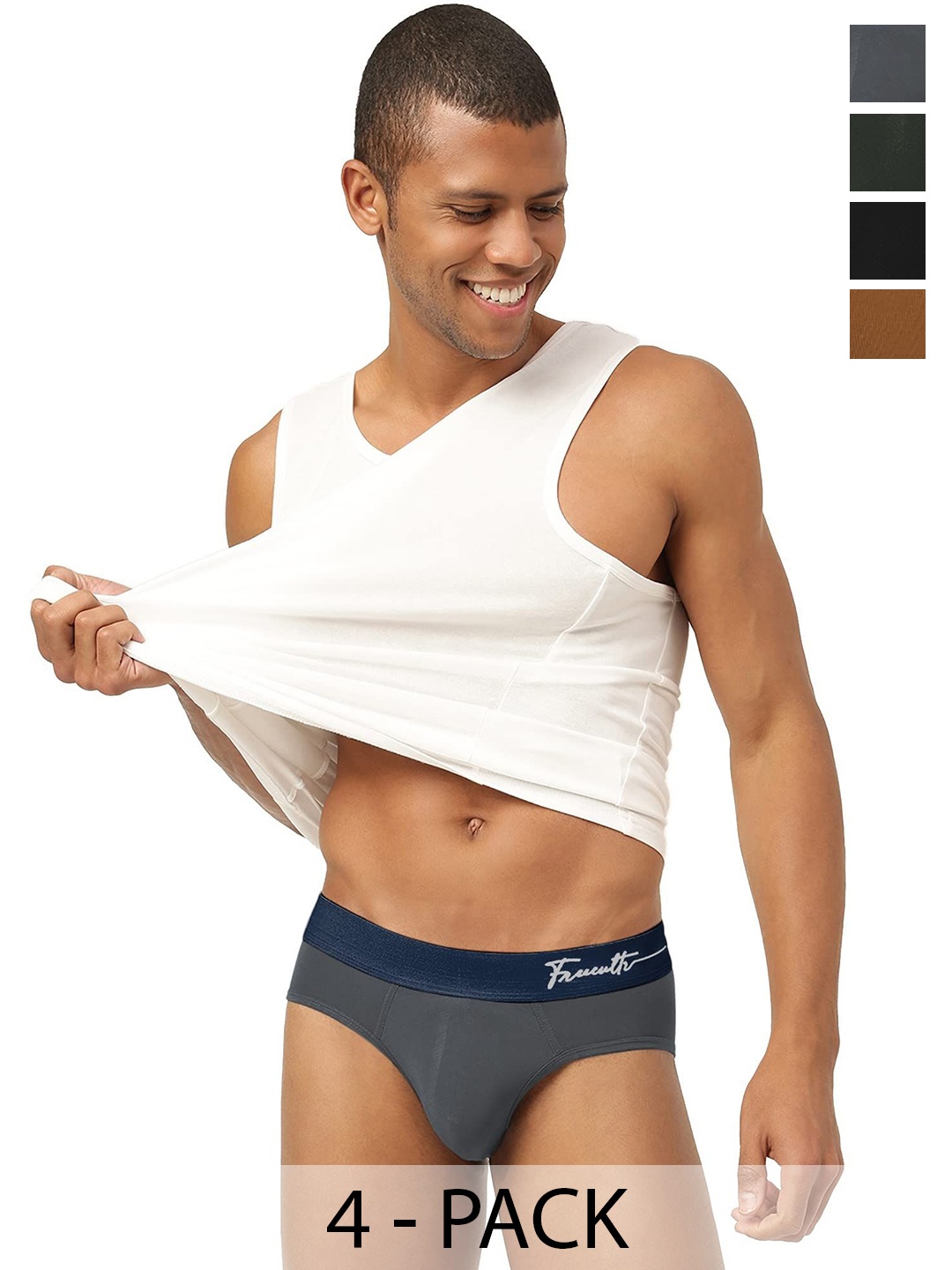 

FREECULTR Pack Of 5 Men Anti Bacterial Micromodal Basic Briefs, Black