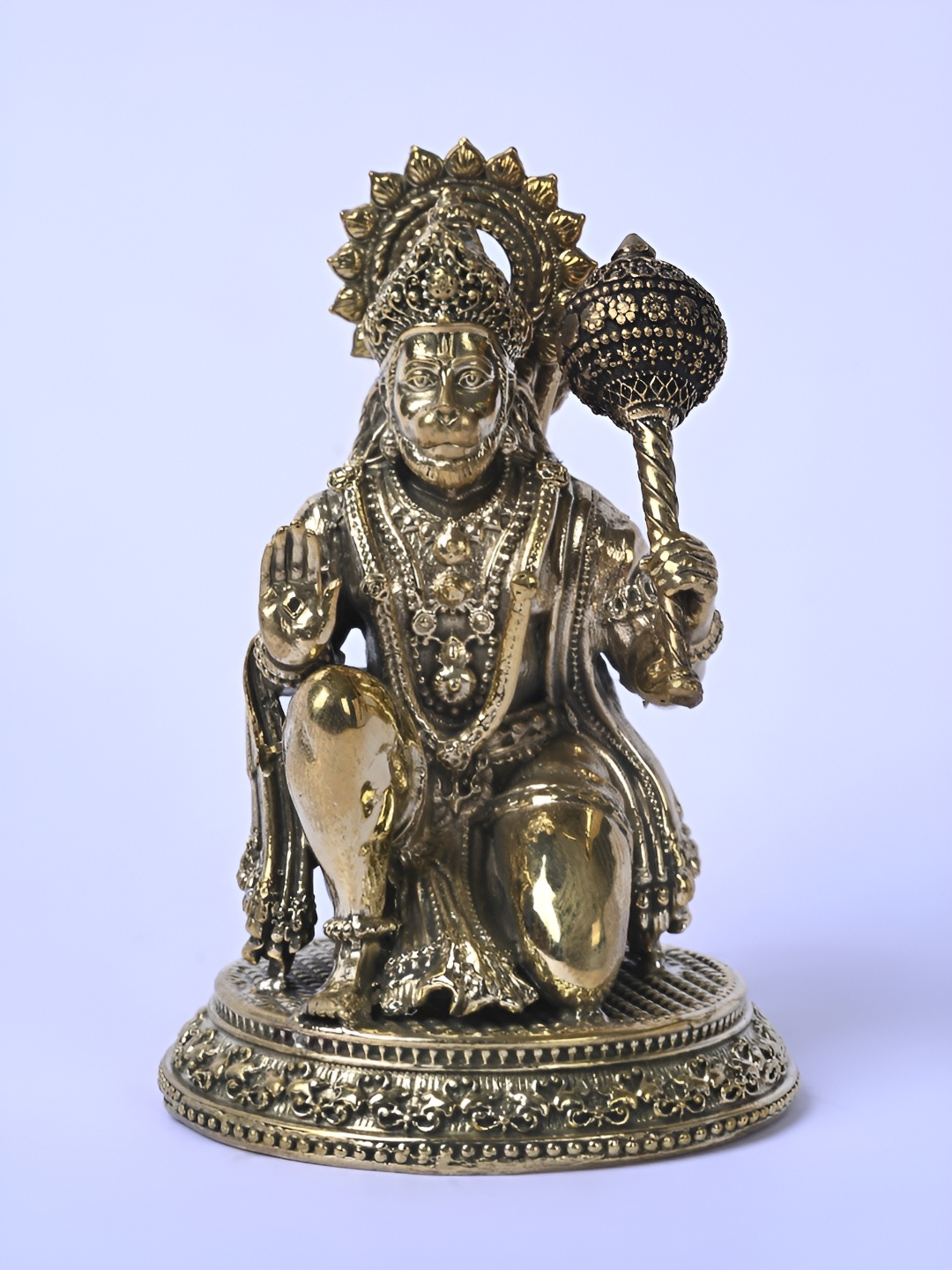 

Exotic India Small Fine Quality Sitting Lord Hanuman Idol in Blessing Gesture, Gold
