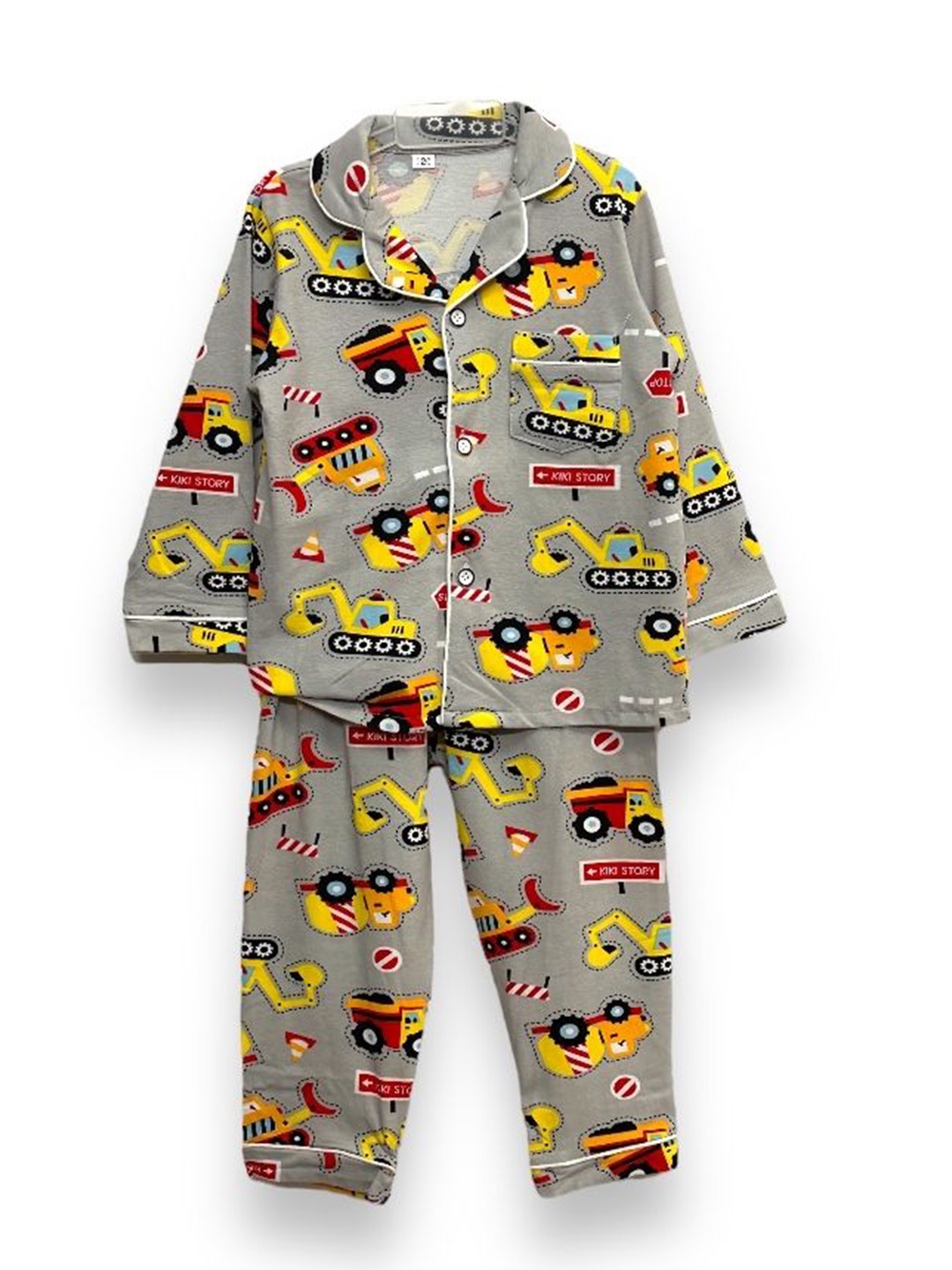 

TrendyKid Boys Printed Shirt with Pyjamas, Grey