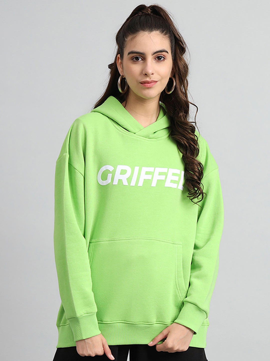 

GRIFFEL Women Brand Logo Printed Sweatshirt, Green