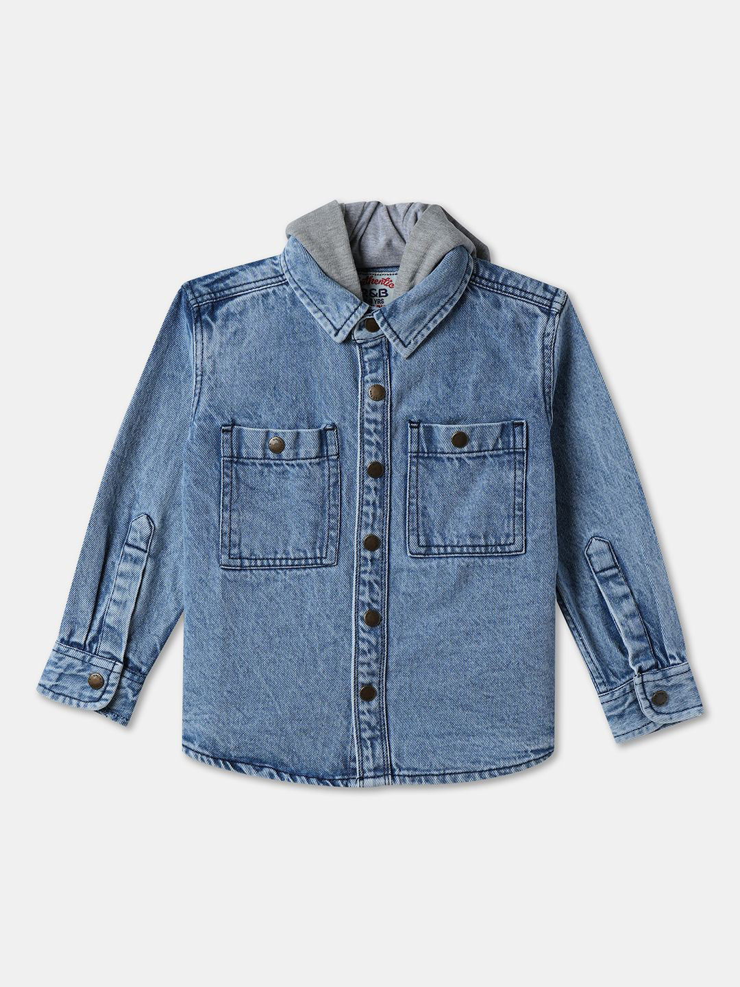 

R&B Boys Button-Down Collar Faded Cotton Relaxed Fit Casual Shirt, Blue
