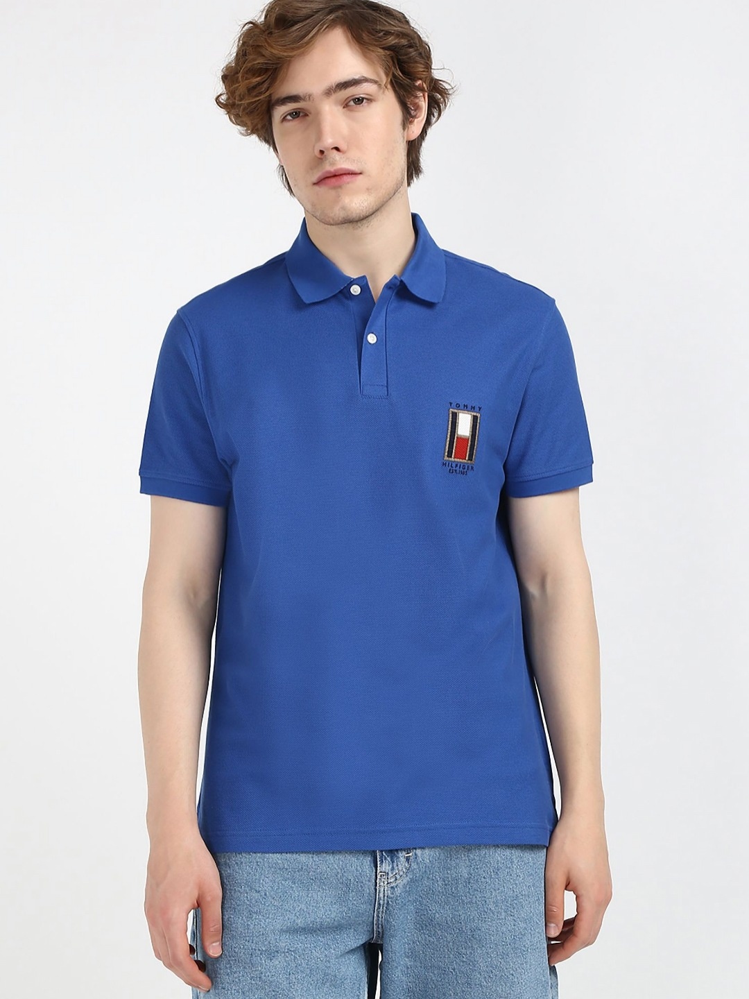 

Tommy Hilfiger Men Solid Polo Collar Organic Cotton T-shirt, Blue