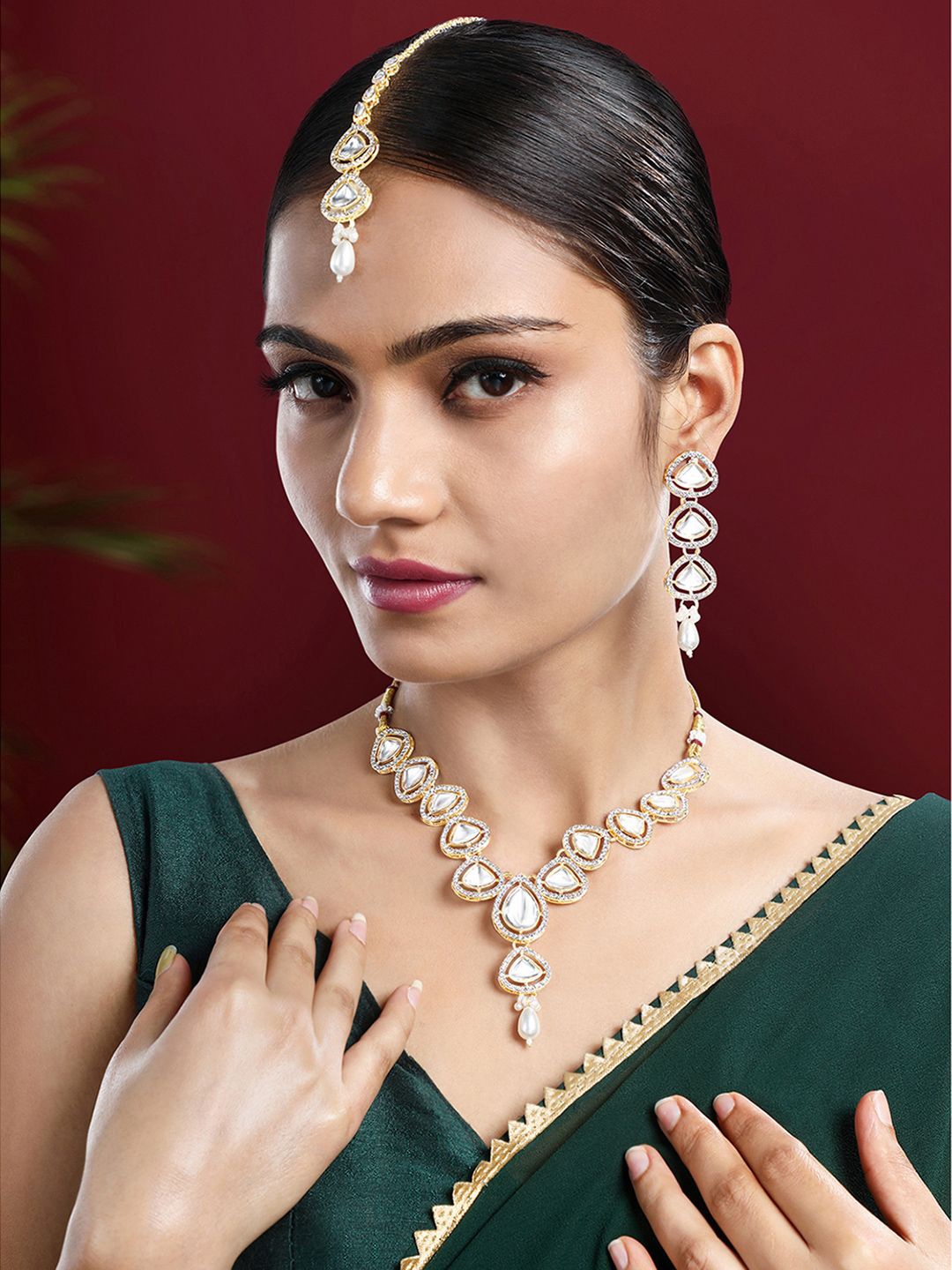 

Peora Gold-Plated CZ Stone-Studded Jewellery Set