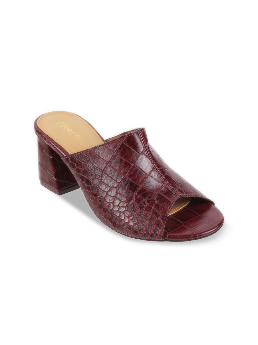 

Cheemo Women Textured Block Heel Sandals, Maroon