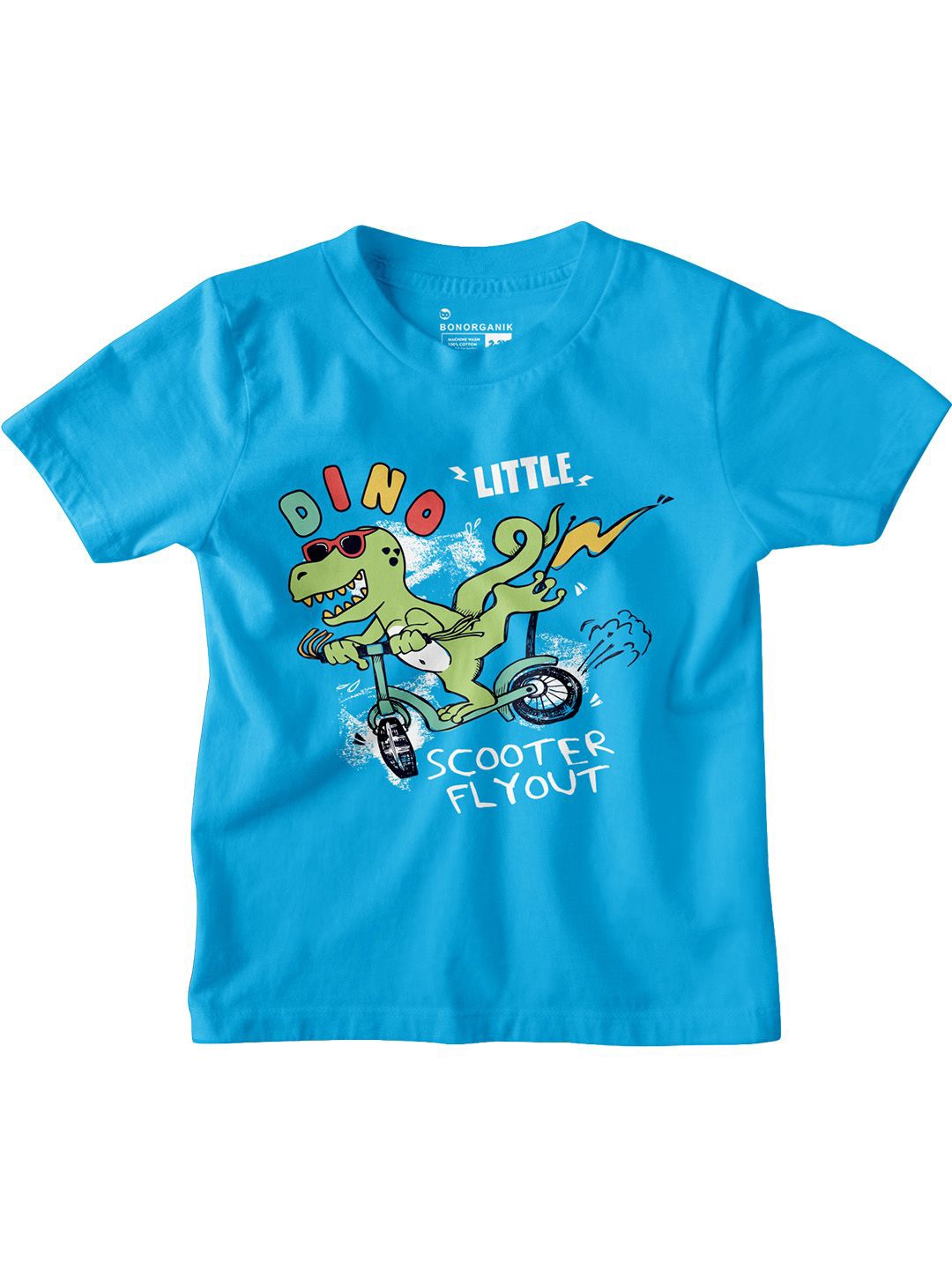 

BonOrganik Boys Printed Applique T-shirt, Turquoise blue