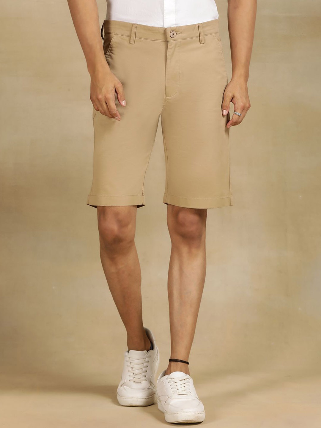 

JADE BLUE Men Cotton Slim Fit Shorts, Khaki