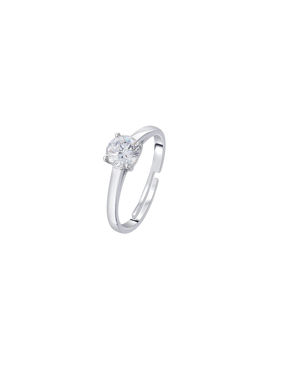 

Nipura 925 Sterling Sliver Rhodium-Plated Cubic Zirconia Studded Adjustable Finger Ring, Silver