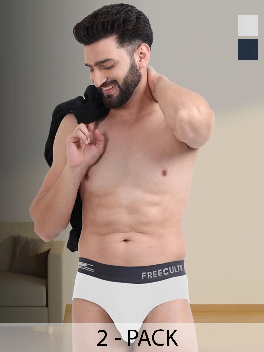 

FREECULTR Men Pack Of 2 Basic Briefs, Blue