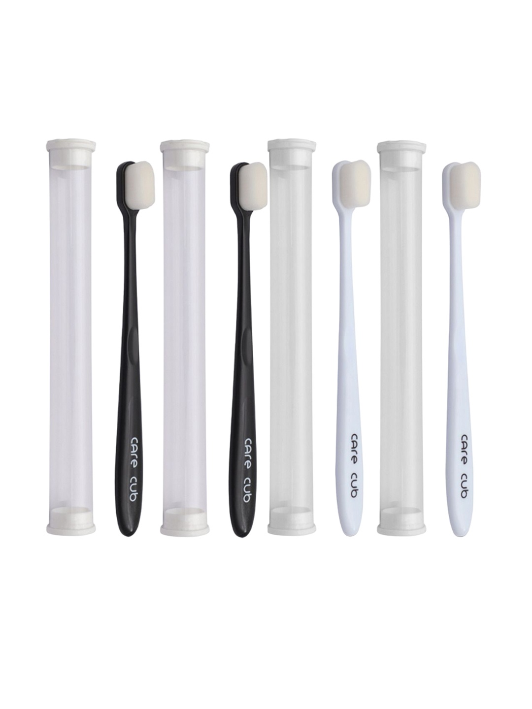 

CARE CUB Set Of 4 Flat Ultra Soft Nano 10,000 Bristles Oral Toothbrush - Black & White